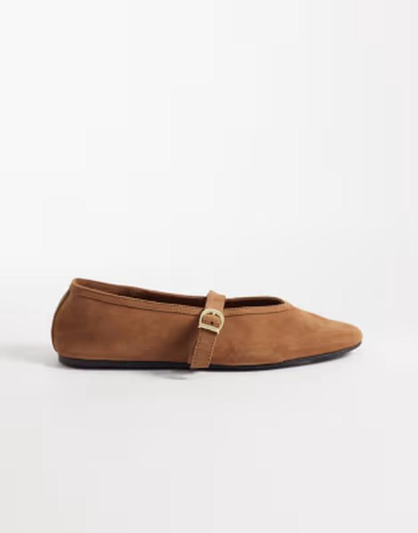 エイソス レディース シューズ パンプスエード ASOS DESIGN Lively premium suede mary jane ballet flats in toffee SUEDE 15,961円
