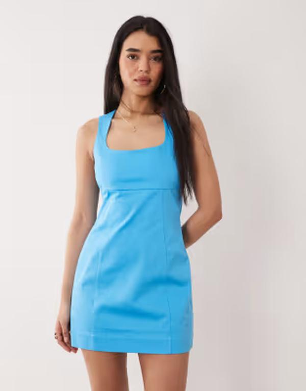エイソス レディース トップス 衣装 ミニ ASOS DESIGN square neck bodycon mini sundress インチ turquoise 青緑色