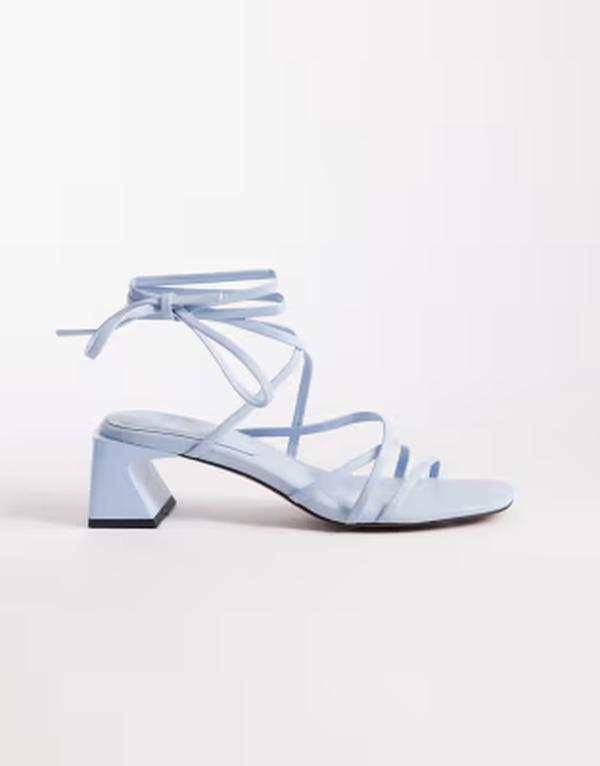 エイソス レディース シューズ サンダル ヒール ASOS DESIGN Hundred strappy block heel sandals in pale blue ブルー
