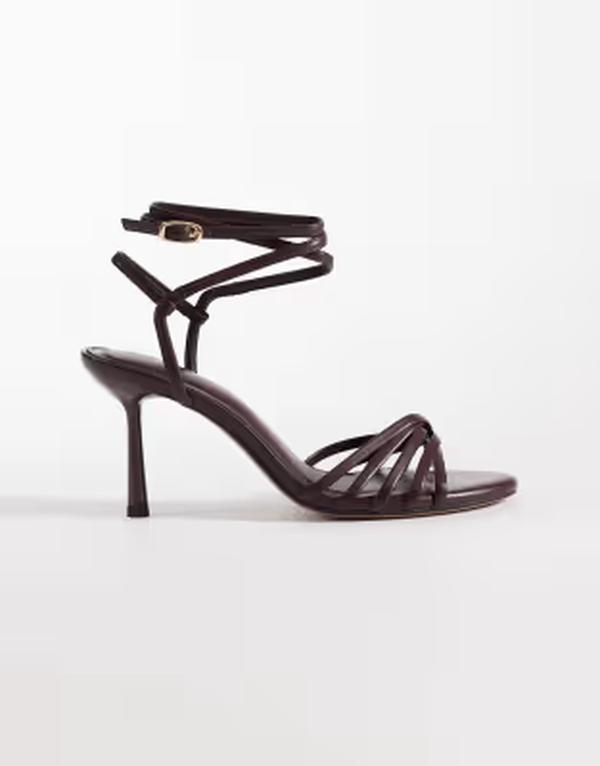 エイソス レディース シューズ サンダル ミニ ヒール ASOS DESIGN Heroic minimalistrappy heeled sandals in chocolate チョコレート