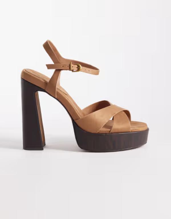 エイソス レディース シューズ サンダル プラットホーム スエードクロス 踵 ASOS DESIGNadina crosstraplatform higheeled sandals インチ taupe suedette Taupe トープ
