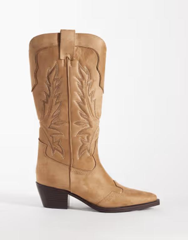 エイソス レディース シューズ ブーツ・レインブーツ スエードクロス ASOS DESIGN Celestine flat cowboy knee boots インチ taupe suedette Taupe トープ