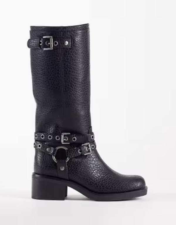 エイソス レディース シューズ ブーツ・レインブーツ ASOS DESIGN Cassandra grommet biker boots インチ textured Black textured 黒いこと