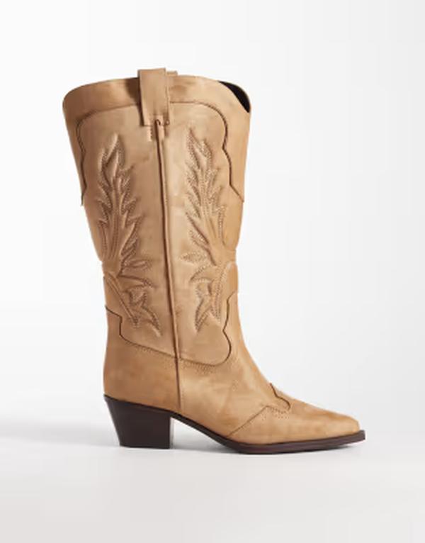エイソス レディース シューズ ブーツ・レインブーツ スエードクロス ASOS DESIGN Curve Celestine flat western knee boots インチ taupe suedette Taupe トープ