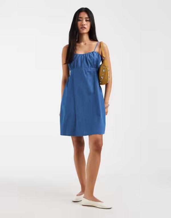 オンリー レディース トップス 衣装 ミニ ONLY chambray camini dress インチ mid Medium blue denim ジーンズ