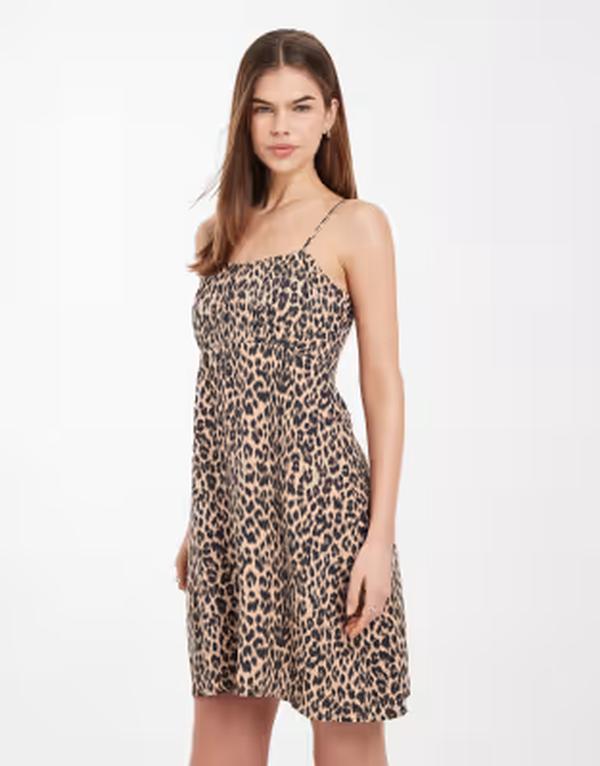 オンリー レディース トップス 衣装 刷り上げる ミニ ONLY camini dress インチ leopard print Humus 毛の荒物