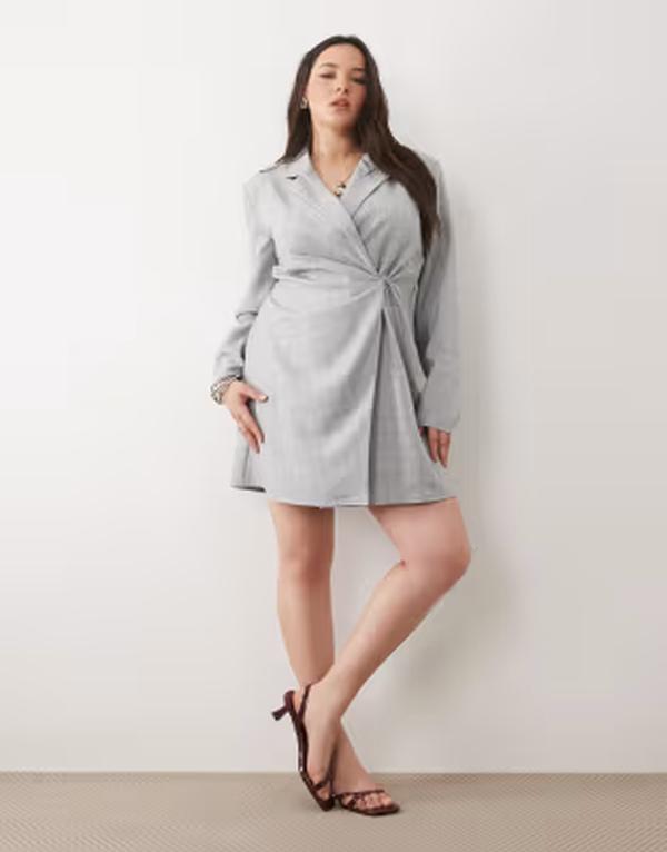 エイソス レディース トップス 衣装 ミニ スポーツジャケット ASOS Curve ASOS DESIGN Curve blazer dress mini tailored fabric Gray 薄墨色