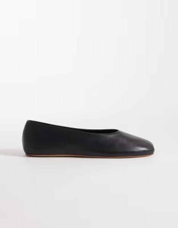 マンゴ レディース シューズ パンプス レザー Mango 100% leather ballet pumps Black ブラック|ReVida 店