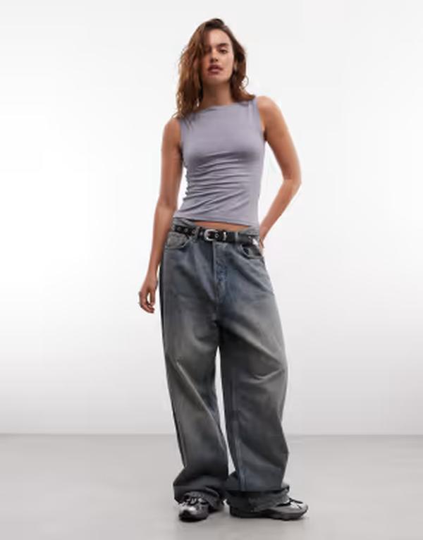 週日 レディース トップス 貯蔵タンクいの一番 Weekday Annie super soft boat neck tank top exclusive to ASOS Gray 薄墨色 タンクトップ-レディースファッション-トップス