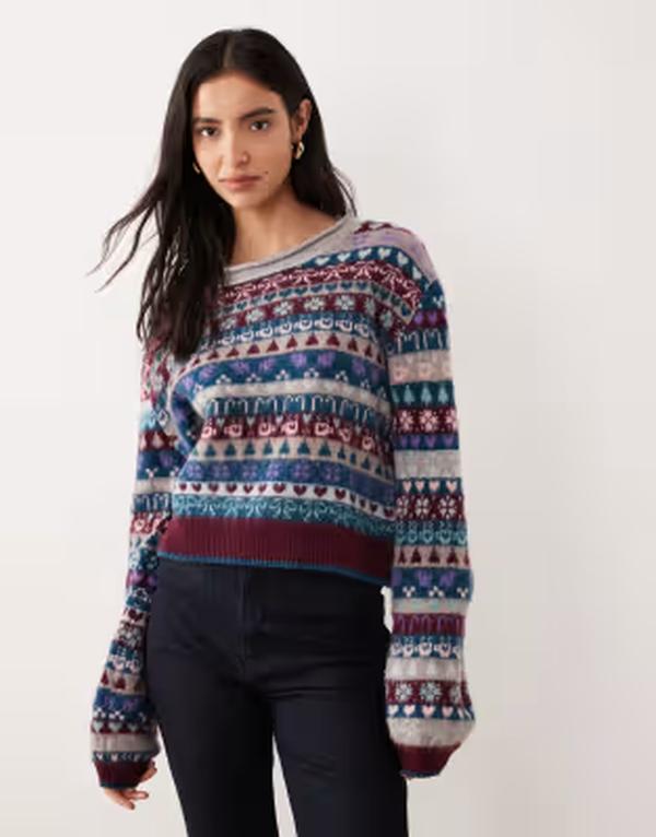 フリーピープル レディース アウター パーカー・スウェット セーター グラフィック Free People favorite thingsweater in frosted wine graphics FROSTED WINE ワイン｜ReVida 店