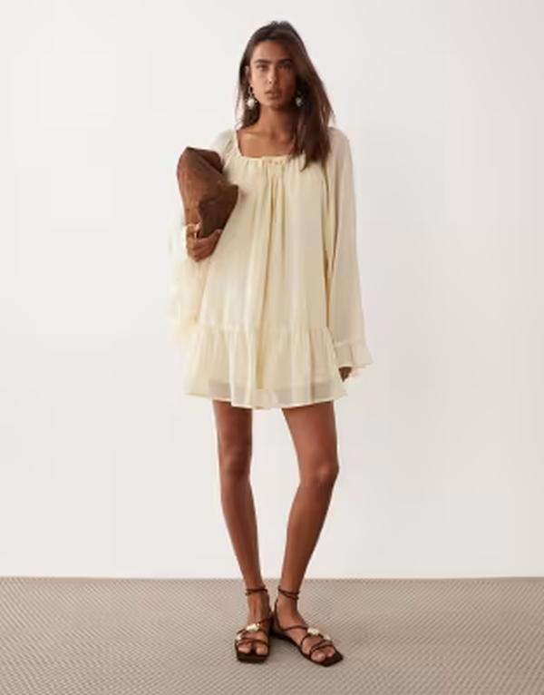 ミスセルフフリッジ レディース トップス ワンピース シフォン ミニ Misselfridge chiffon mini dress in buttermilk