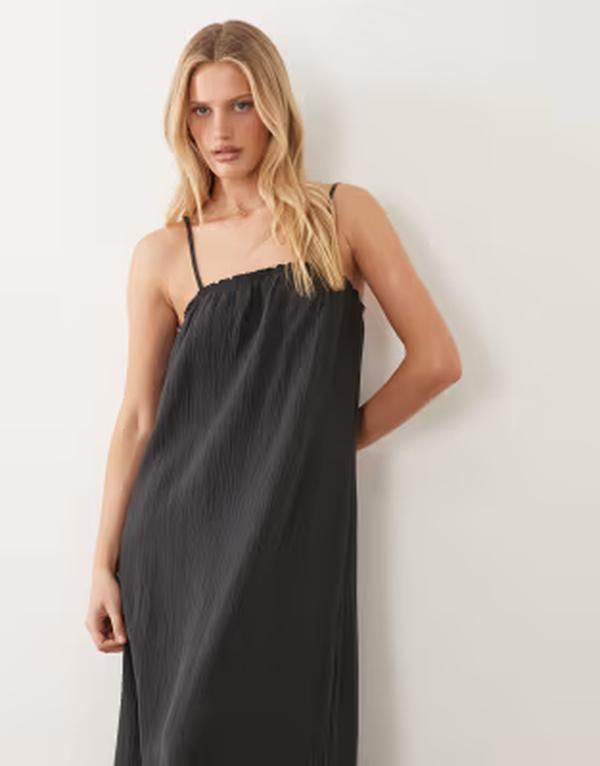 ジェイディーワイ レディース トップス ワンピース ノースリーブ マキシ JDY cheesecloth sleeveless maxi dress in charcoal PHANTOM チャコール|ReVida 店