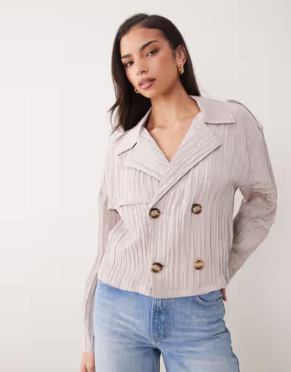 エイソス レディース トップス シャツ ASOS DESIGN double breastedrapey top TBC ブラウン