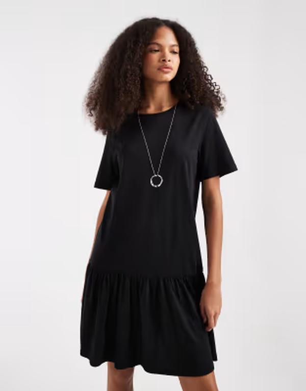 ピーシーズ レディース トップス ワンピース ミニ Pieces drop waist short sleeve mini dress Black ブラック|ReVida 店