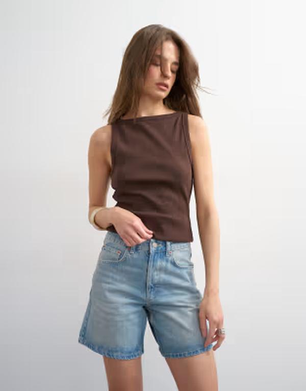 トップショップ レディース ボトムス ハーフパンツ・ショーツ デニム Topshop denim editor short in bleach デニム