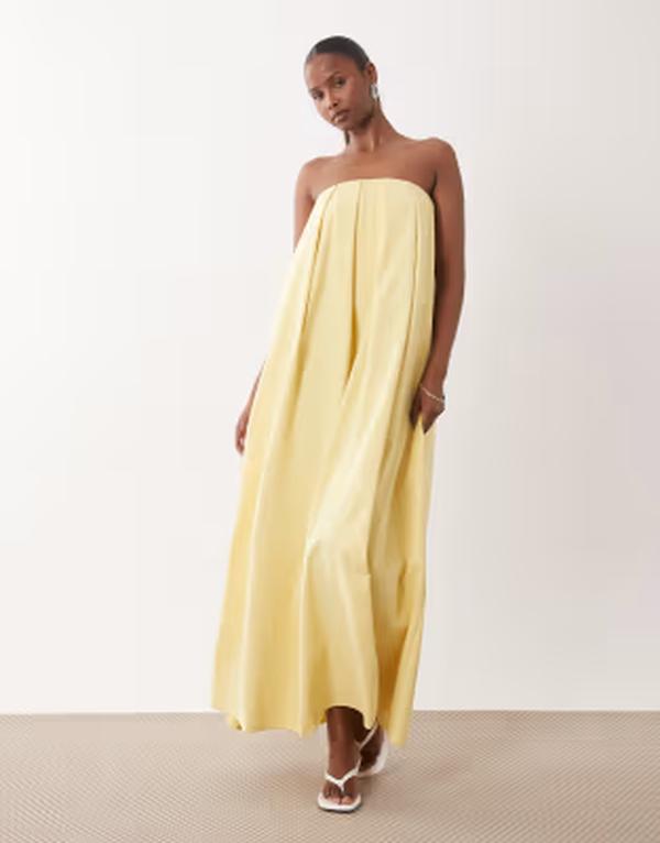 エイソス レディース トップス ワンピーストラップレス マキシ ASOS DESIGN strapless maxi dress in yellow イエロー｜ReVida 店