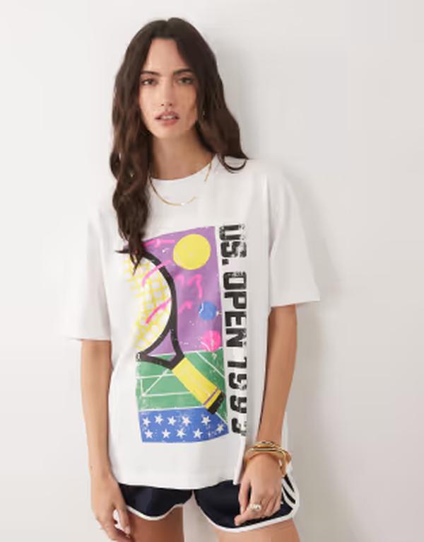 エイソス レディース トップス Tシャツ グラフィック ASOS DESIGN Oversized 90's US Open graphic t-shirt PRINT ホワイト
