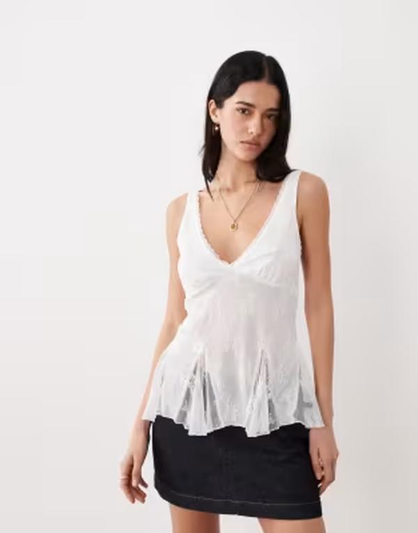 コットンオン レディース トップス Tシャツ Cotton elsie babydoll tank top WHITE ホワイト