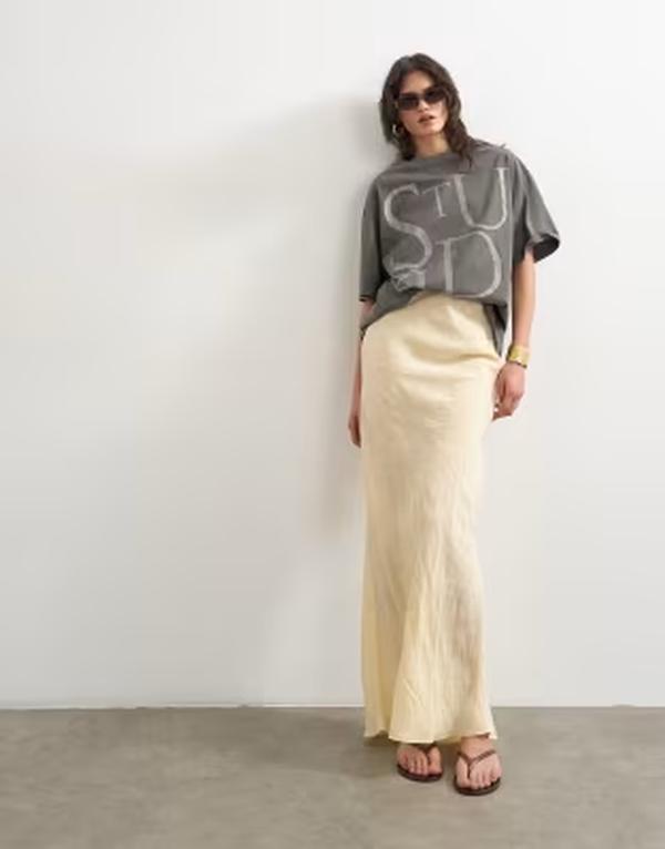 トップショップ レディース ボトムスカート ミディ Topshop super soft cupro bias midi skirt in buttermilk｜ReVida 店