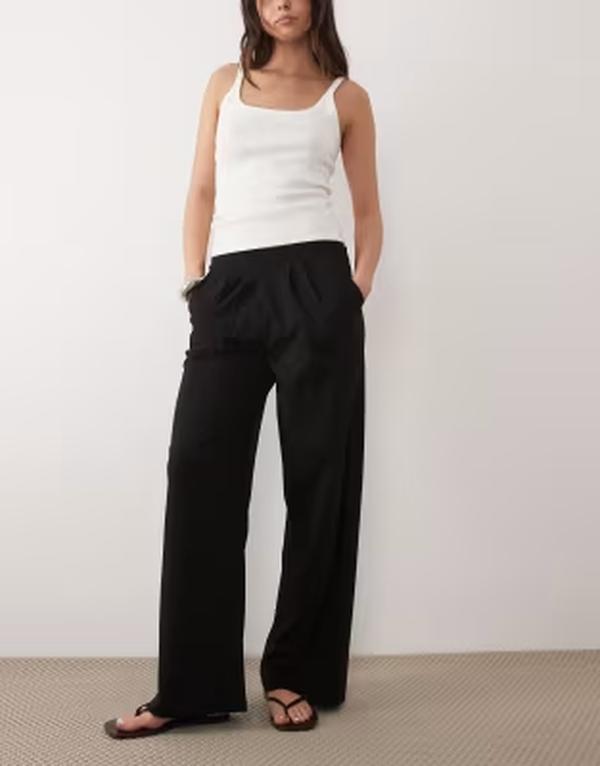 スリードベア レディース ボトムス カジュアルパンツ プリーツ ジャージー Threadbare jersey pleated pull on pants Black ブラック