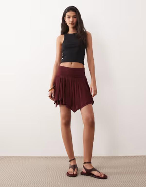 ミスセルフフリッジ レディース ボトムスカート ミニ Misselfridge shirred waist hanky hemini skirt in fig