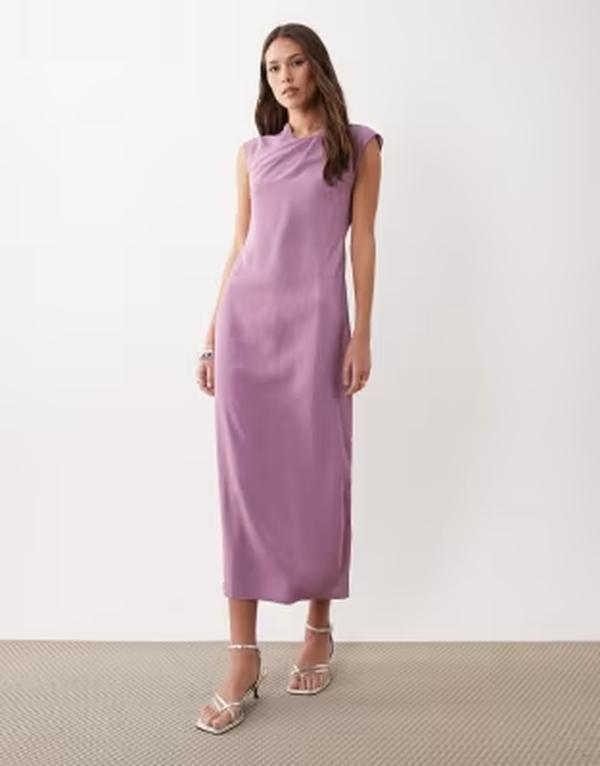 エイソス レディース トップス 衣装 midi ASOS DESIGN twist neck slinky MIDI dress インチ lilac 紫はしどい