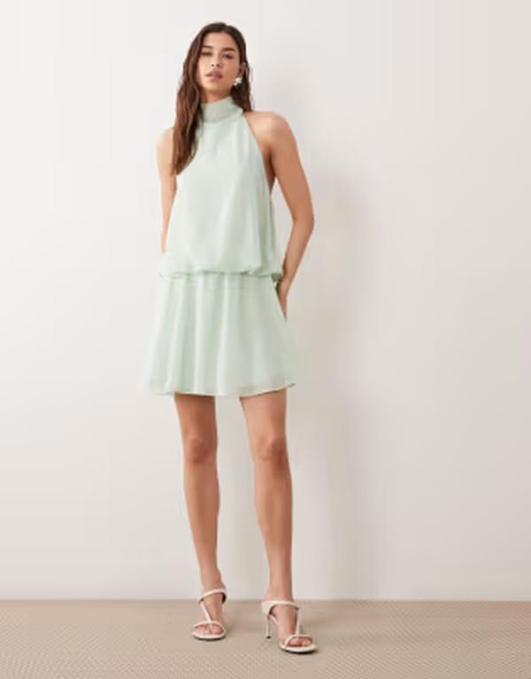 エイソス レディース トップス ワンピース ミニ ホルター ASOS DESIGN halter neck mini dress in sage セージ