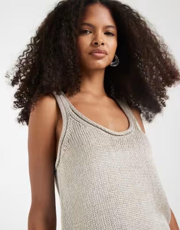 エイソス レディース トップス タンクトップ トール ASOS DESIGN scoop edge metallic tank top ineutral Neutral メタリック
