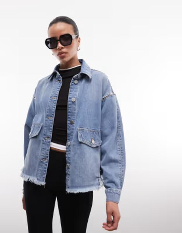 オールセインツ レディース アウター ジャケット・ブルゾン ヴィンテージ デニム AllSaints hettie studded vintage wash denim jacket indigo Vintage Indigo インディゴ