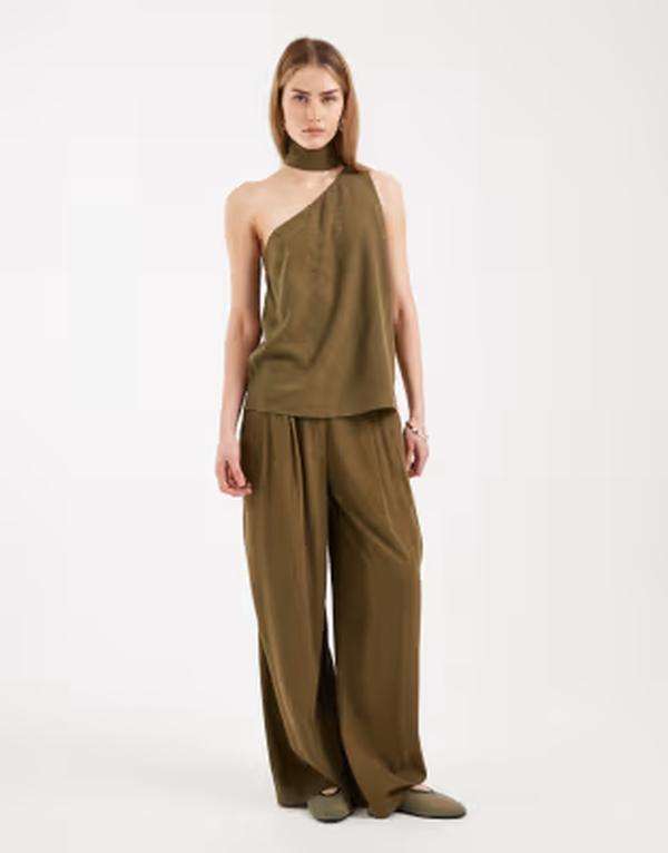 エイソス レディース ボトムス カジュアルパンツ ASOS DESIGN tailored menswear inspired pants DARK GREEN グリーン