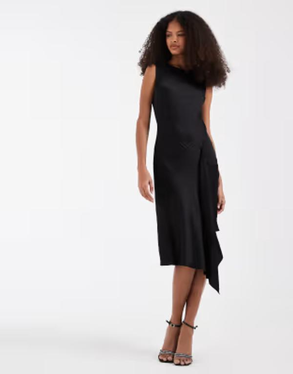 アンドアザーストーリーズ レディース トップス ワンピース アシンメトリー サテン ノースリーブ & Other Storiesleevelessatin dress with asymmetric hem Black ブラック