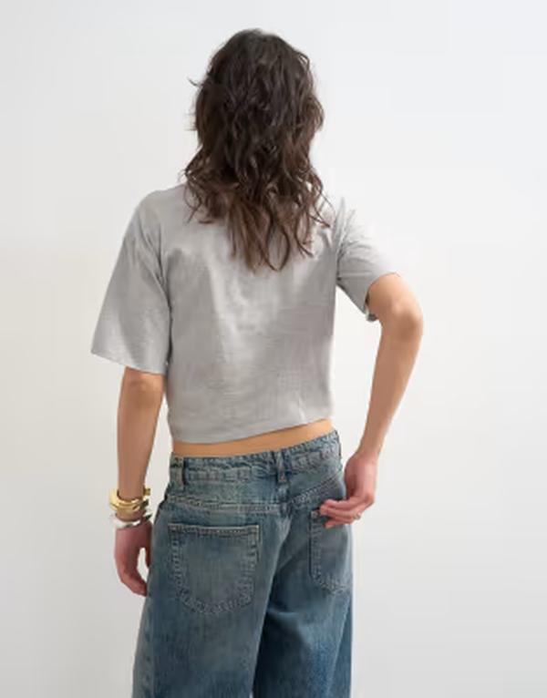 いの一番販売店 レディース トップス プルオーバー Topshop tucked hem boxy tee Gray Heather 薄墨色