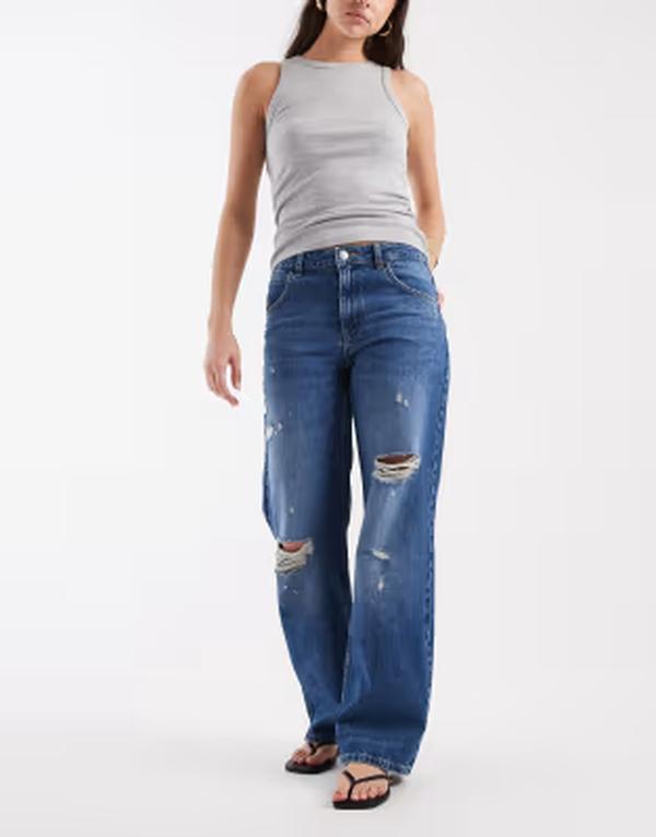 エイソス レディース ボトムス デニムパンツ ヴィンテージーンズ ASOS DESIGN ripped baggy boyfriend jeans in vintage wash Vintage Blue ブルー 16,086円