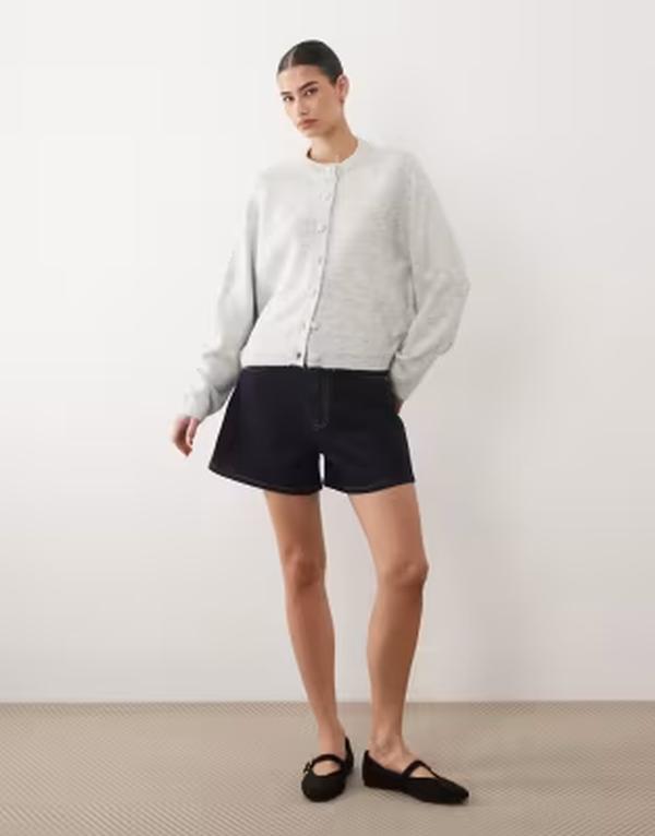 エイソス レディース アウター カーディガン ニット ASOS DESIGN knit raglan knit cardigan gray heather グレー｜ReVida 店