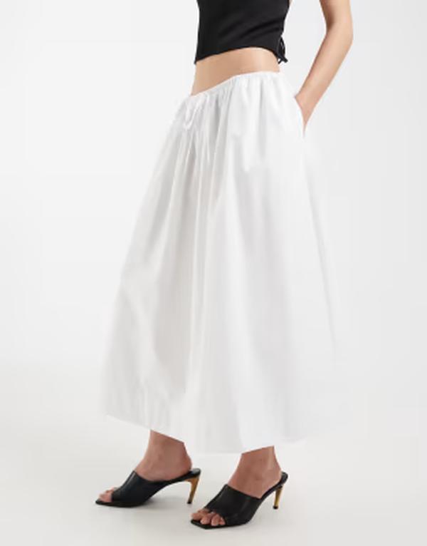 エイソス レディース ボトムスカート ASOS DESIGN poplin tie waist circle midaxi skirt White ホワイト 14,186円