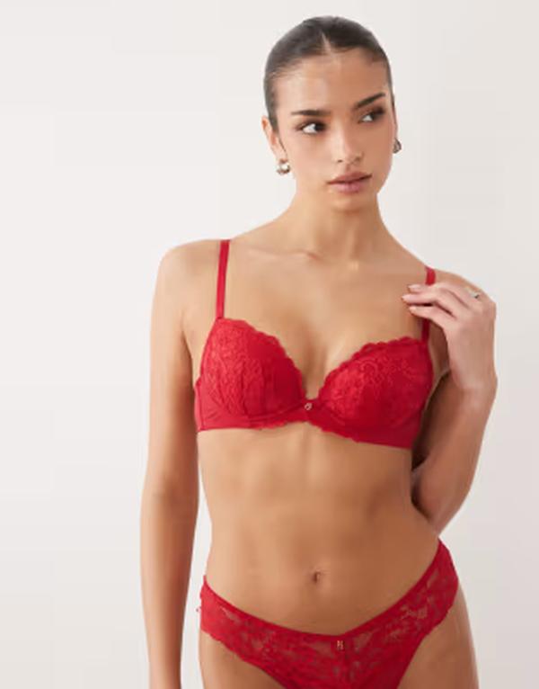 アンサマーズ レディース アンダーウェア ブラジャー レース Ann Summersexy Lace padded plunge bra RED レッド