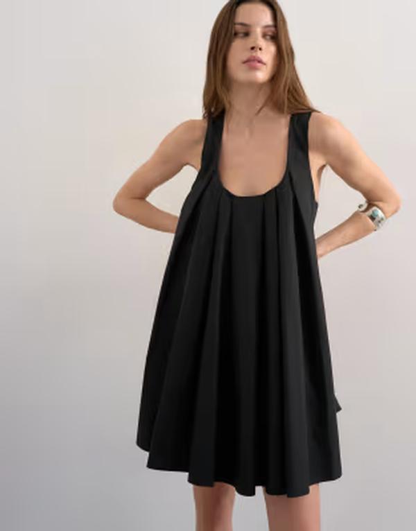 トップショップ レディース トップス ワンピース プリーツ ミニ Topshop full hem pleated mini sundress Black ブラック｜ReVida 店