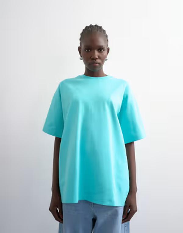 とっ始め販売店 レディース トップス プルオーバー Topshopremium interlock oversized tee インチ light BLUE 青み
