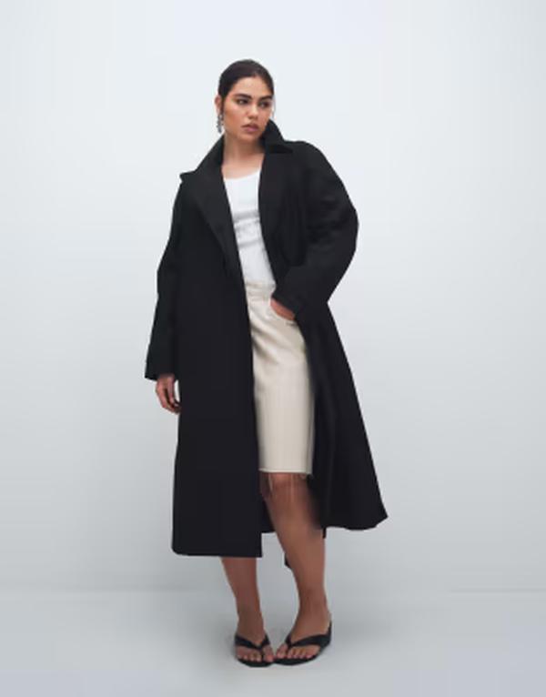 エイソス レディース アウター 厚地の外套 ASOS Curve ASOS DESIGN Curve longline waterepellentrench coat Black 黒いこと