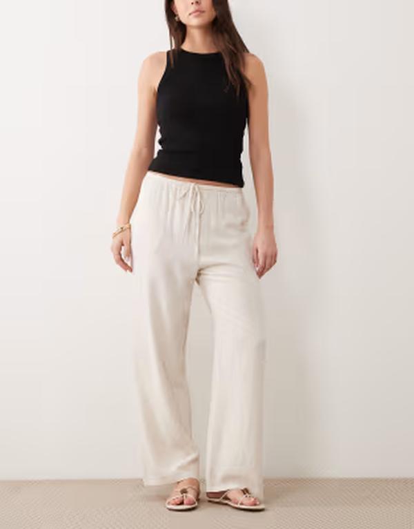 ミスセルフフリッジ レディース ボトムス カジュアルパンツ リネン Misselfridge linen look pull on pants inatural NATURAL
