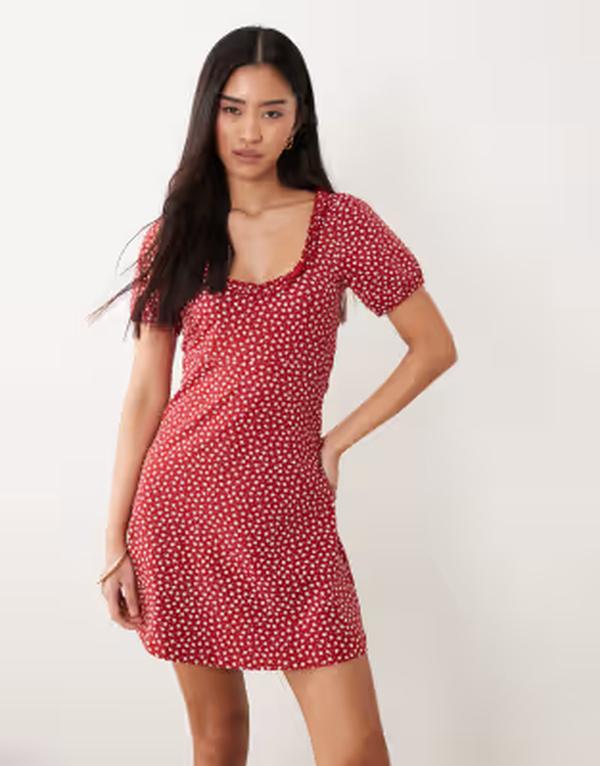 ミスセルフフリッジ レディース トップス ワンピース プリント フリル Misselfridge ditsy print ruffle detail milkmaidress Ditsy floral