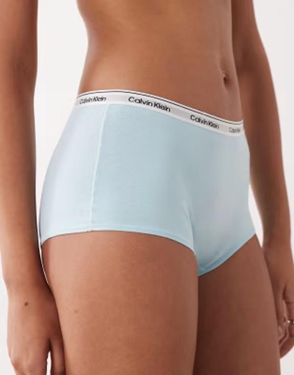 カルバンクライン レディース アンダー御召しもの ブリーフズボン下 遊撃手ズボン下 ロゴタイプ Calvin Klein Icon logo boyshorts Antarctic Blue 青み