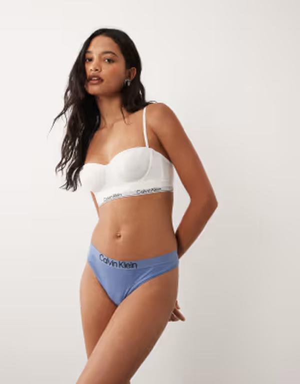 カルバンクライン レディース アンダー御召しもの ブリーフズボン下 綿織物 Calvin Klein Extra Soft Cotton thong Blue Tulip 青み