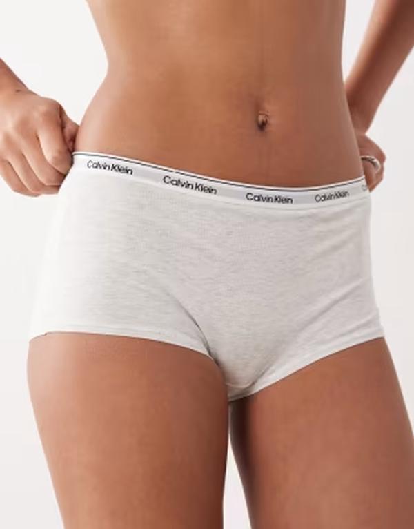 カルバンクライン レディース アンダーウェア ブリーフパンツ ショートパンツ ロゴ Calvin Klein Icon Logo boyshorts B01 Snow Htr ホワイト