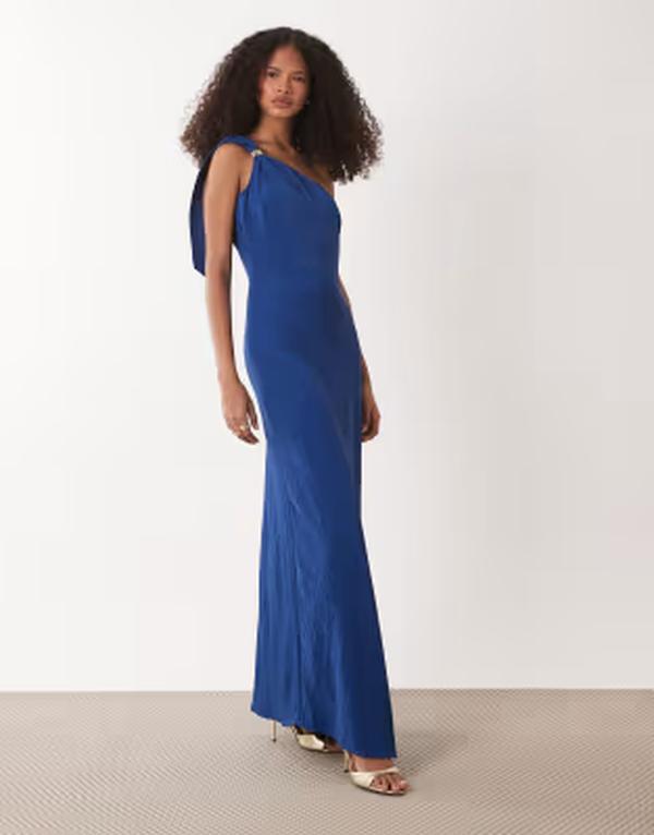 ジェイディーワイ レディース トップス ワンピース マキシ JDY one shoulder maxi dress with gold trim NAVY ネイビー