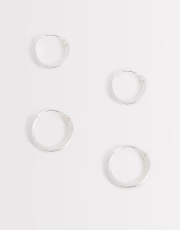 キングスリーライアン レディース アクセサリー ピアス・イヤリング Kingsley Ryan Kignsley Ryan multipack 8 and 10mm hoops in sterling SILVER シルバー