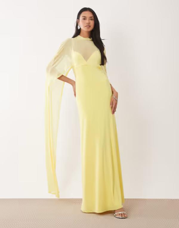 エイソス レディース トップス 衣装 ケープひな型 旗がしら ケープ マキシ ASOS DESIGN exaggerated cape maxi dress インチ lemon Yellow 黄色