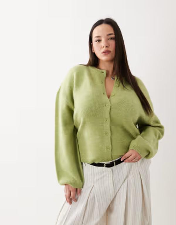 エイソス レディース アウター カーディガン ASOS Curve ASOS DESIGN Curve lightweight relaxed cardigan in pistachio