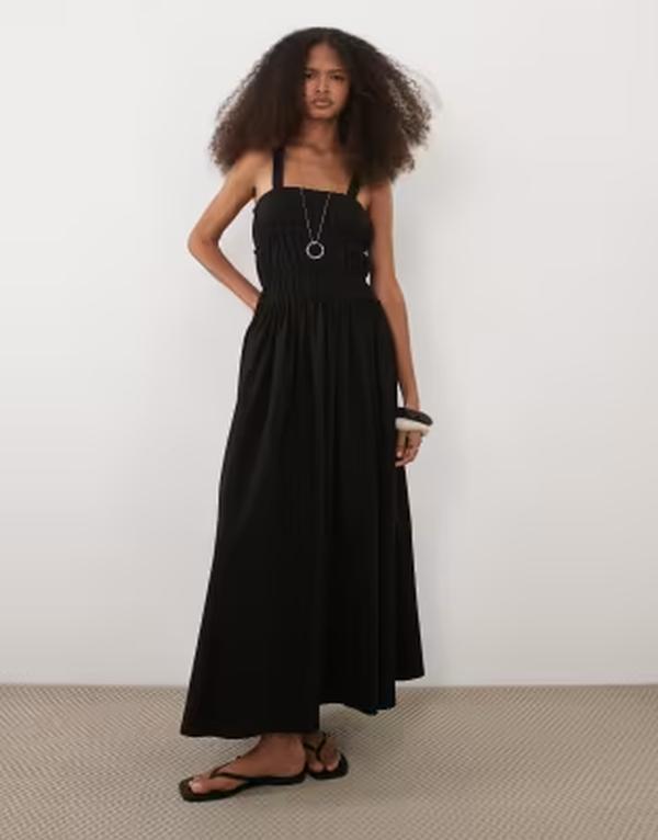 エイソス レディース トップス ワンピース マキシ ASOS DESIGN cami with gathered tiers maxi dress Black ブラック｜ReVida 店