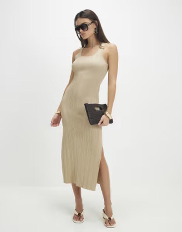 リバーアイランド レディース トップス 衣装 リブニット midi 編み物 River Island rib knit MIDI dress Gold ゴールド